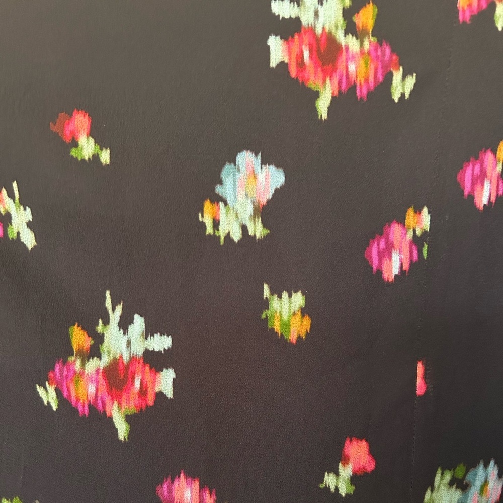Hill House Cindra Midi Dress Black Ikat Floral Long Sleeve Excellent Size XS - Picture 6 of 10